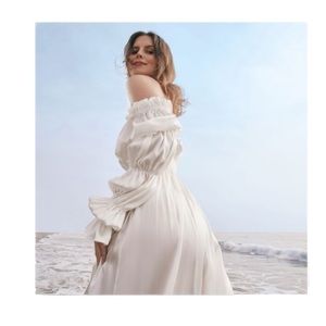 The Daily Sleeper White Michelin Silk Dress Medium